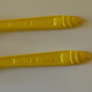 2 Vintage 1960s Dairy Queen Sundae Spoons w/ Classic Cone Handle Design